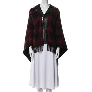 The Kooples Black and Red Plaid Cape